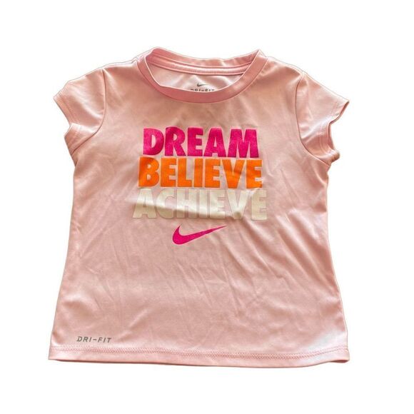 Nike Dri Fit Pink Shirt Dream Believe Achieve Toddler Size 3T - Picture 1 of 7